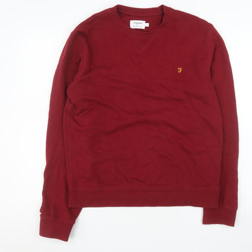 Farah Men's Red Crew Neck Pullover Sweatshirt Size M Cotton