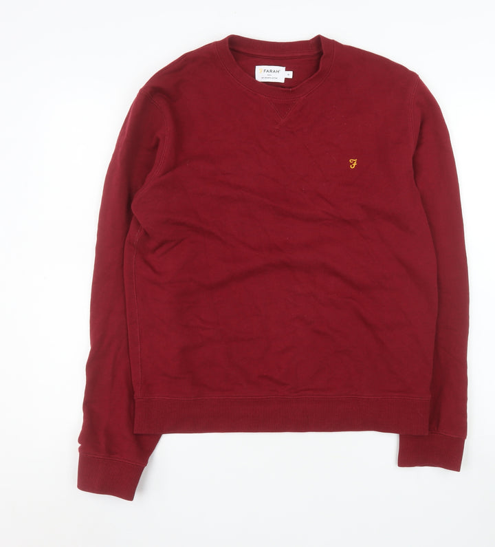 Farah Men's Red Crew Neck Pullover Sweatshirt Size M Cotton