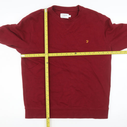 Farah Men's Red Crew Neck Pullover Sweatshirt Size M Cotton