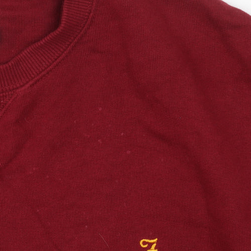 Farah Men's Red Crew Neck Pullover Sweatshirt Size M Cotton