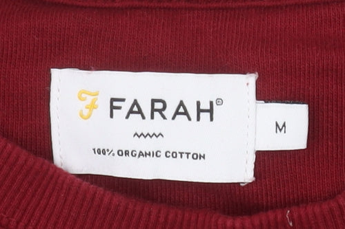 Farah Men's Red Crew Neck Pullover Sweatshirt Size M Cotton