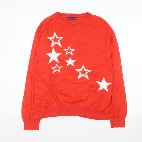 Marks and Spencer Women's Red Star Knit Jumper Size 12