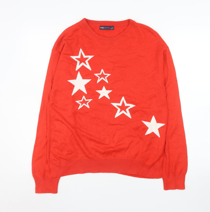 Marks and Spencer Women's Red Star Knit Jumper Size 12