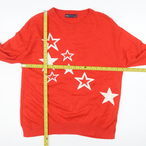 Marks and Spencer Women's Red Star Knit Jumper Size 12