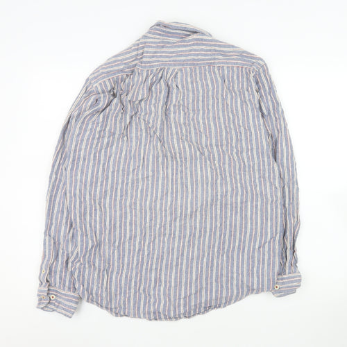 Smart Standard Men’s Blue Striped Cotton Long Sleeve Casual Shirt L