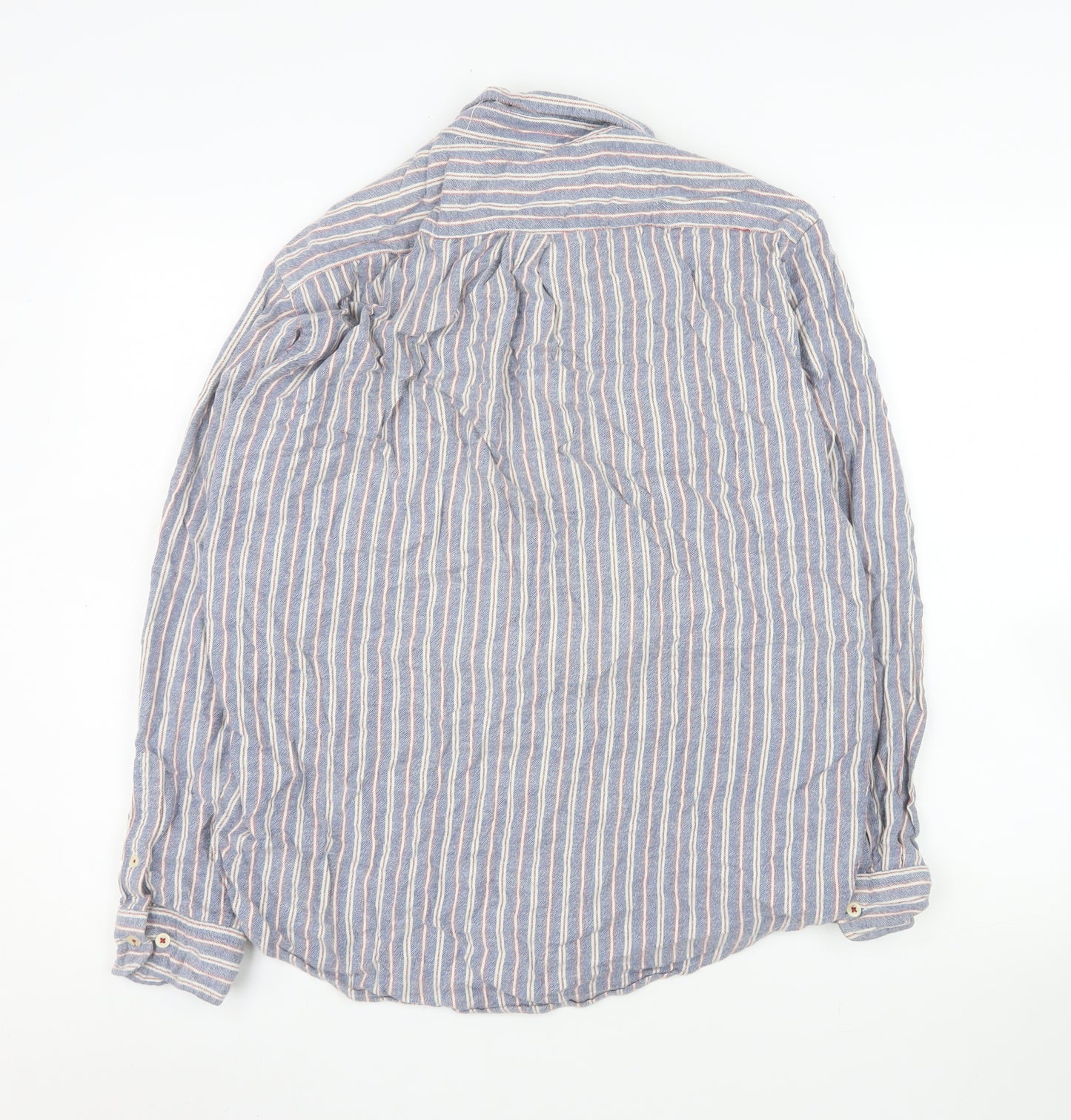 Smart Standard Men’s Blue Striped Cotton Long Sleeve Casual Shirt L