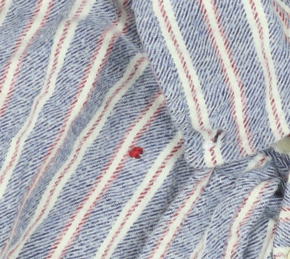Smart Standard Men’s Blue Striped Cotton Long Sleeve Casual Shirt L