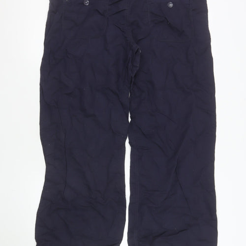 New Look Women’s Blue Linen Blend Straight Trousers Size 16