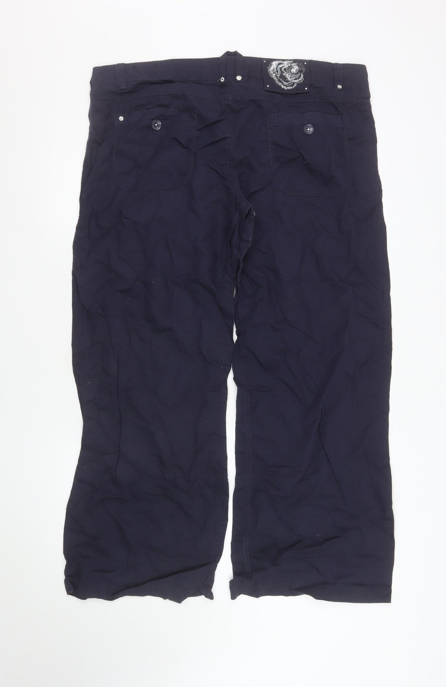 New Look Women’s Blue Linen Blend Straight Trousers Size 16