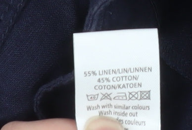 New Look Women’s Blue Linen Blend Straight Trousers Size 16