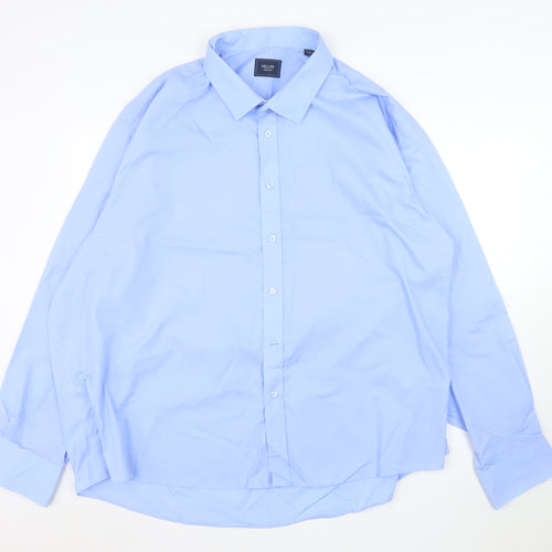 Fellini Men's Blue Non-Iron Regular Fit Long Sleeve Dress Shirt XL