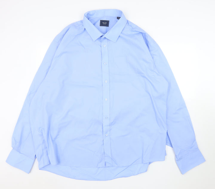 Fellini Men's Blue Non-Iron Regular Fit Long Sleeve Dress Shirt XL