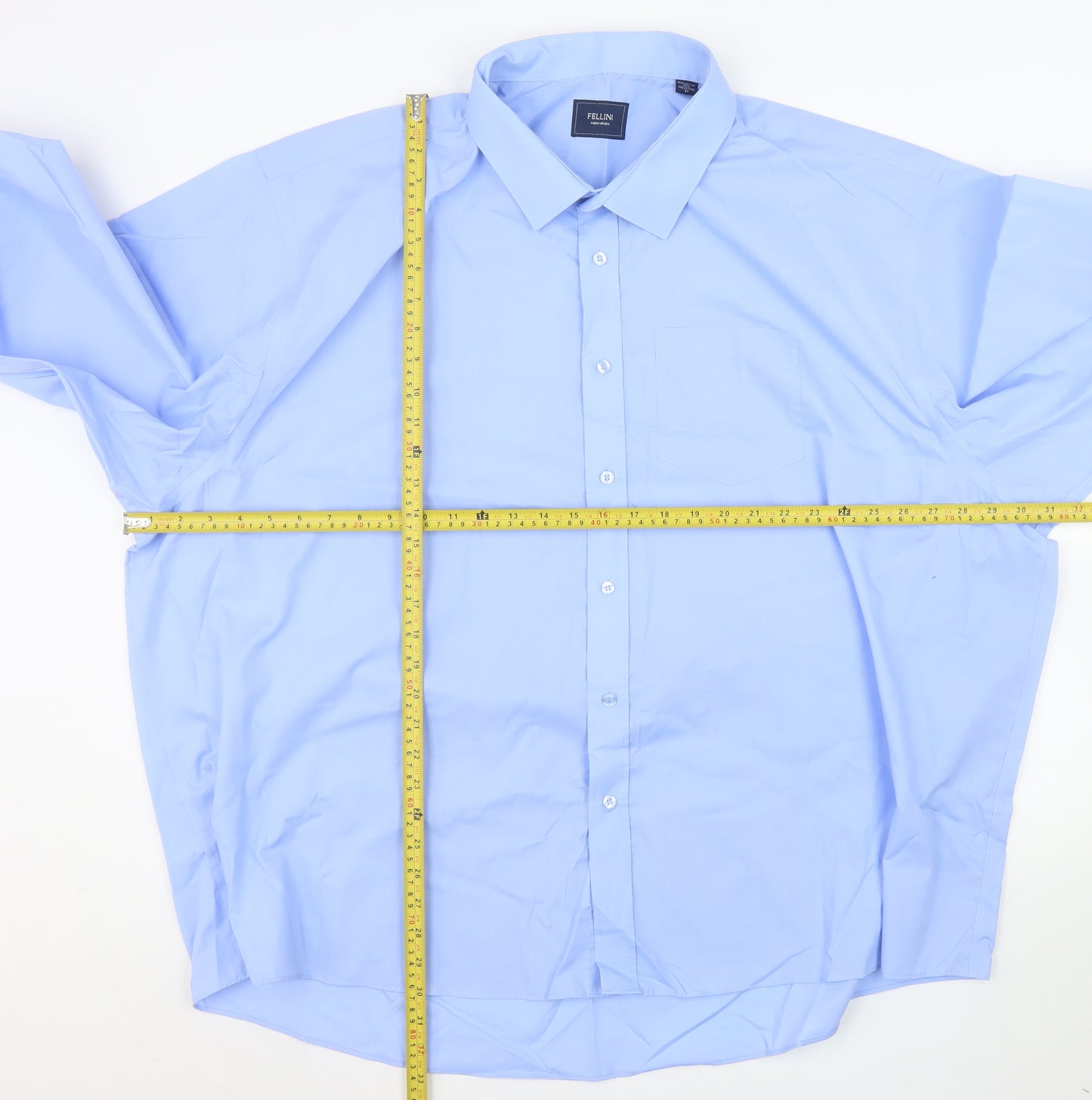 Fellini Men's Blue Non-Iron Regular Fit Long Sleeve Dress Shirt XL