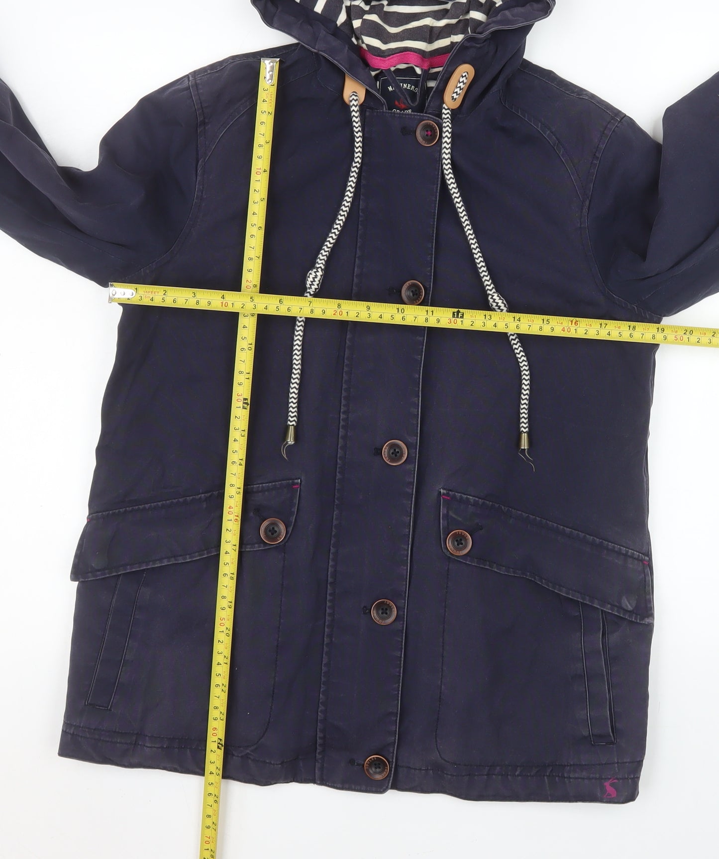 Joules Womens Navy Waterproof Hooded Jacket UK 10 Cotton Lined Casual Coat
