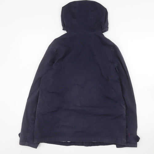 Joules Womens Navy Waterproof Hooded Jacket UK 10 Cotton Lined Casual Coat