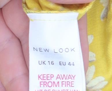 New Look Women Yellow Floral A-Line Skirt Size 16 Cotton Blend
