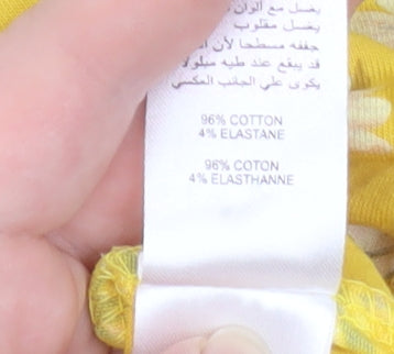 New Look Women Yellow Floral A-Line Skirt Size 16 Cotton Blend