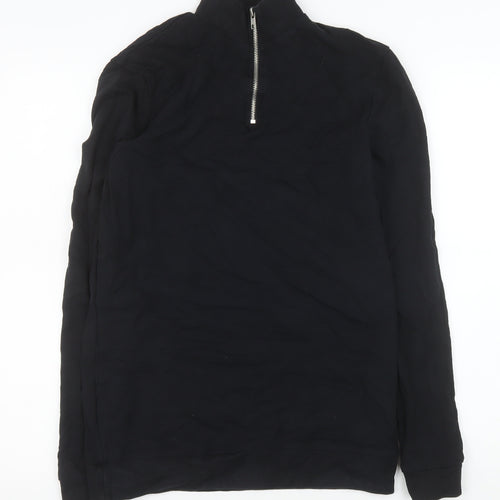 ASOS DESIGN Men's Black 1/2 Zip High Neck Pullover Sweatshirt M