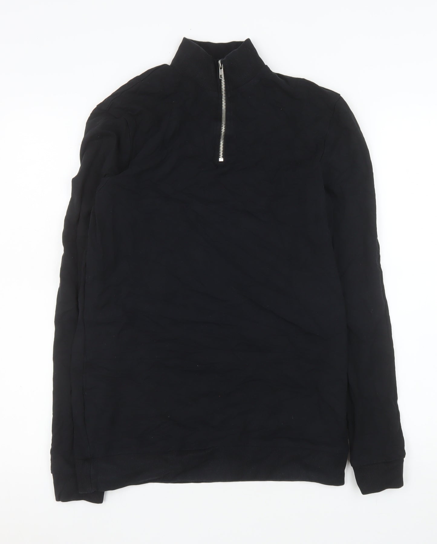 ASOS DESIGN Men's Black 1/2 Zip High Neck Pullover Sweatshirt M
