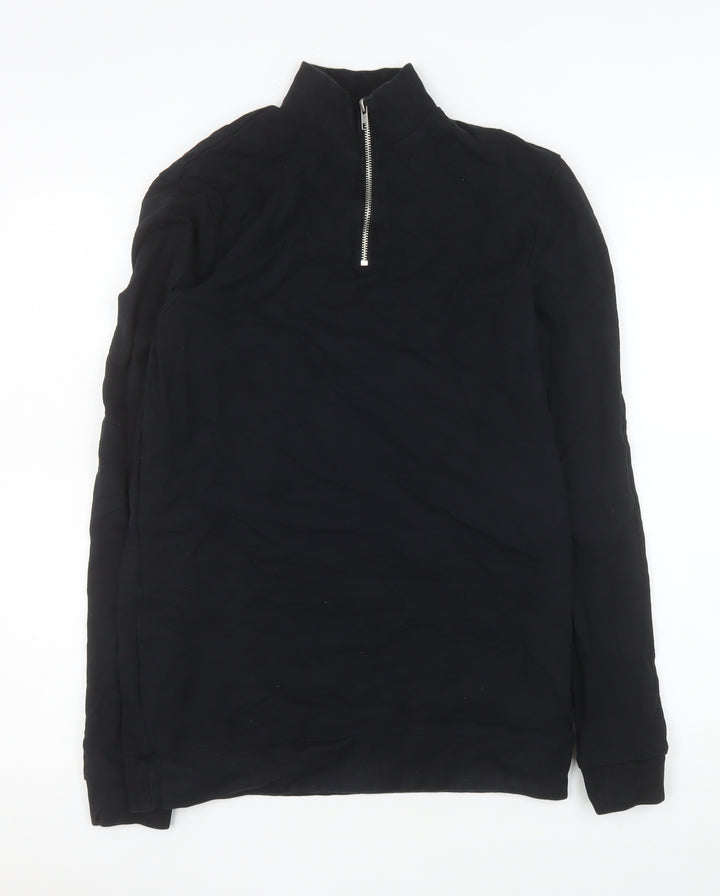 ASOS DESIGN Men's Black 1/2 Zip High Neck Pullover Sweatshirt M