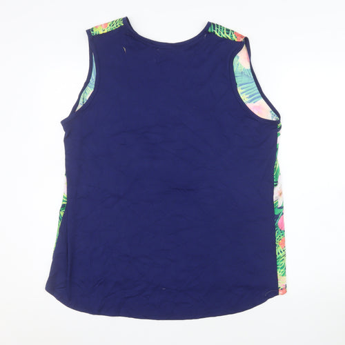 South Women’s Blue Tropical Floral Sleeveless Tank Top Size 18