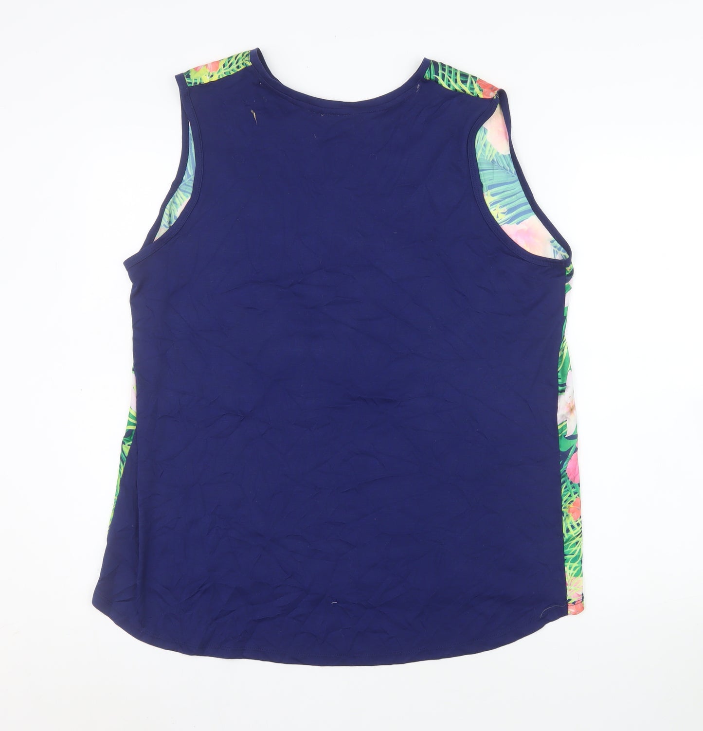 South Women’s Blue Tropical Floral Sleeveless Tank Top Size 18