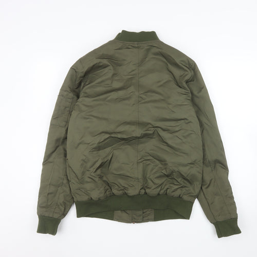 Topman Men's Green Bomber Jacket Size S Classic Polyester Lined