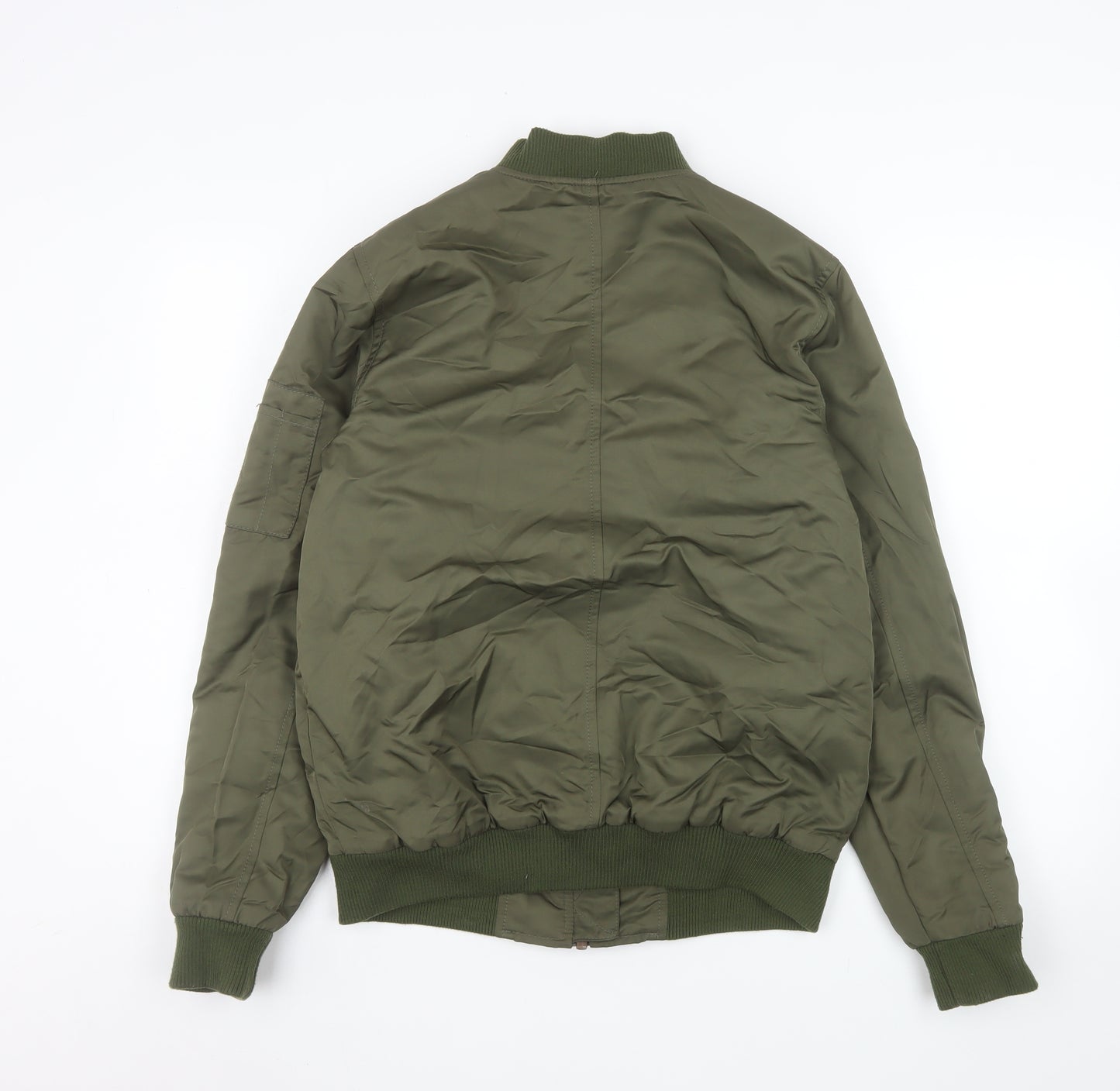 Topman Men's Green Bomber Jacket Size S Classic Polyester Lined