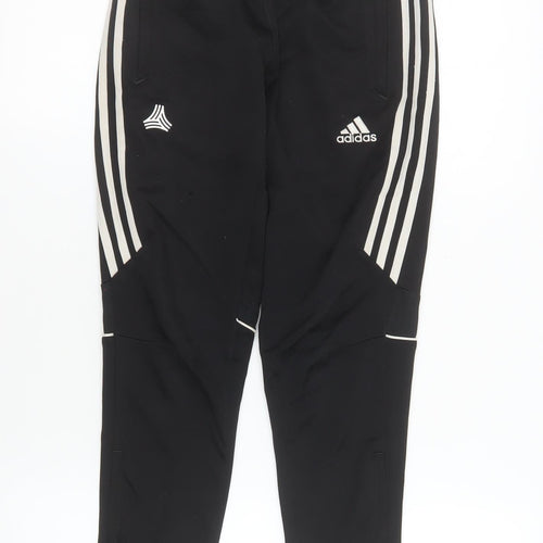 Adidas Boys Black 13-14 Years Tapered Track Pants with Side Stripes