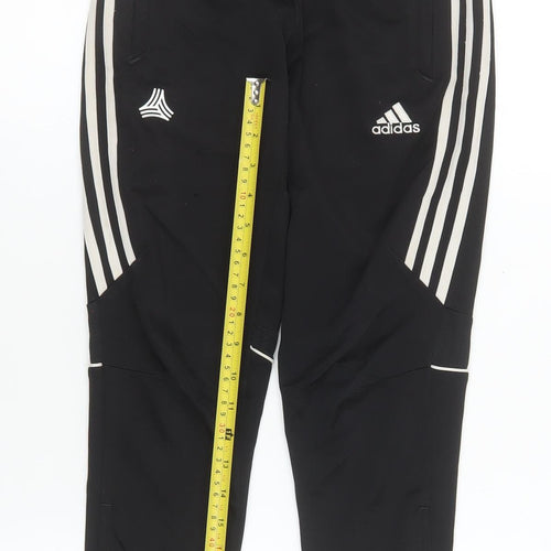 Adidas Boys Black 13-14 Years Tapered Track Pants with Side Stripes