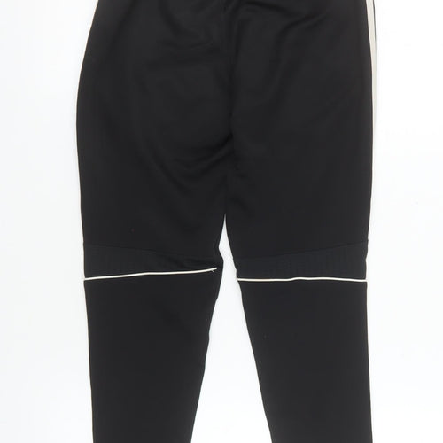 Adidas Boys Black 13-14 Years Tapered Track Pants with Side Stripes