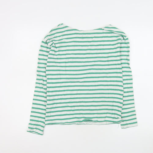 Superdry Women Green Striped Long Sleeve Boat Neck T-Shirt UK 6