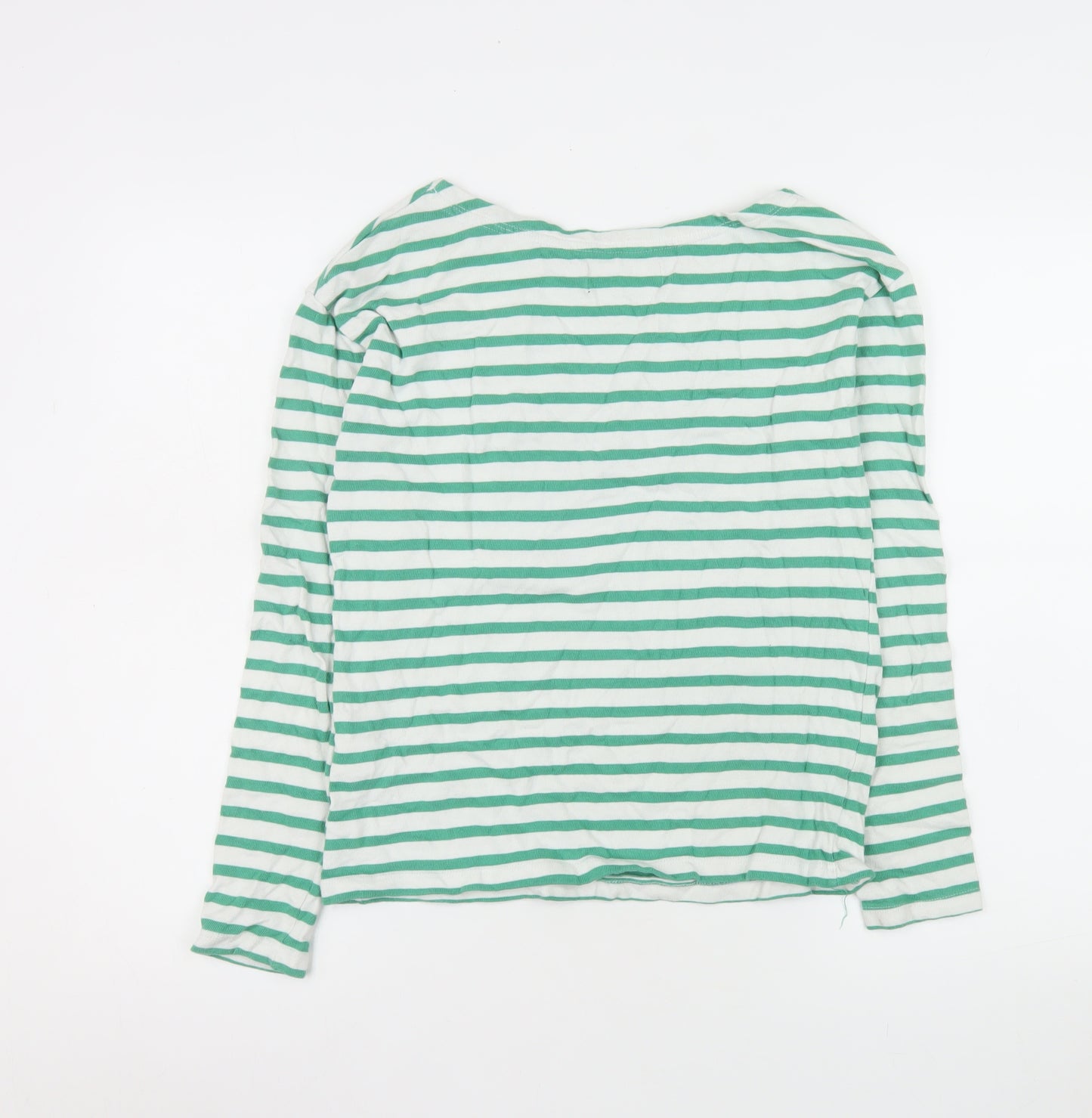 Superdry Women Green Striped Long Sleeve Boat Neck T-Shirt UK 6
