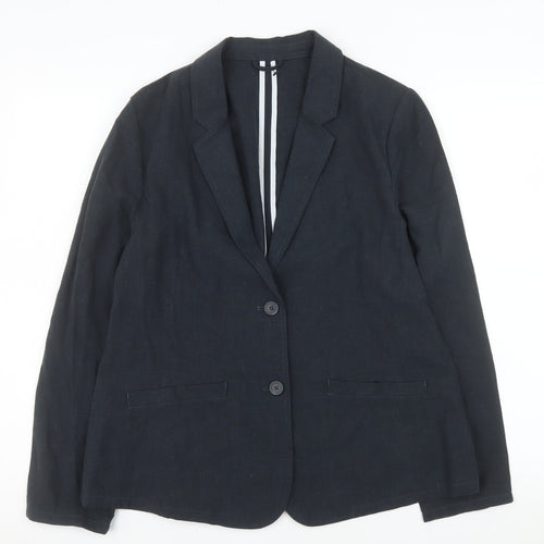 Rohan Women's Black Linen Blend Two Button Blazer Size 16