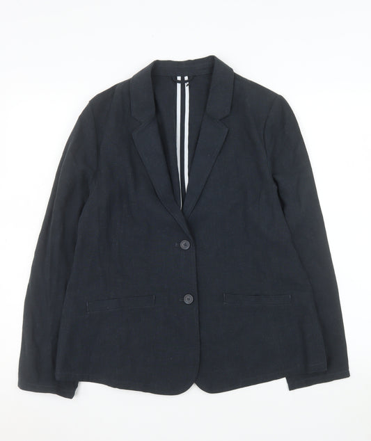 Rohan Women's Black Linen Blend Two Button Blazer Size 16