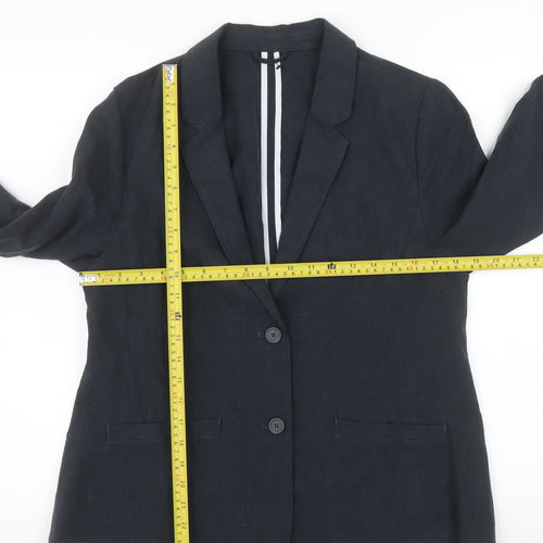 Rohan Women's Black Linen Blend Two Button Blazer Size 16