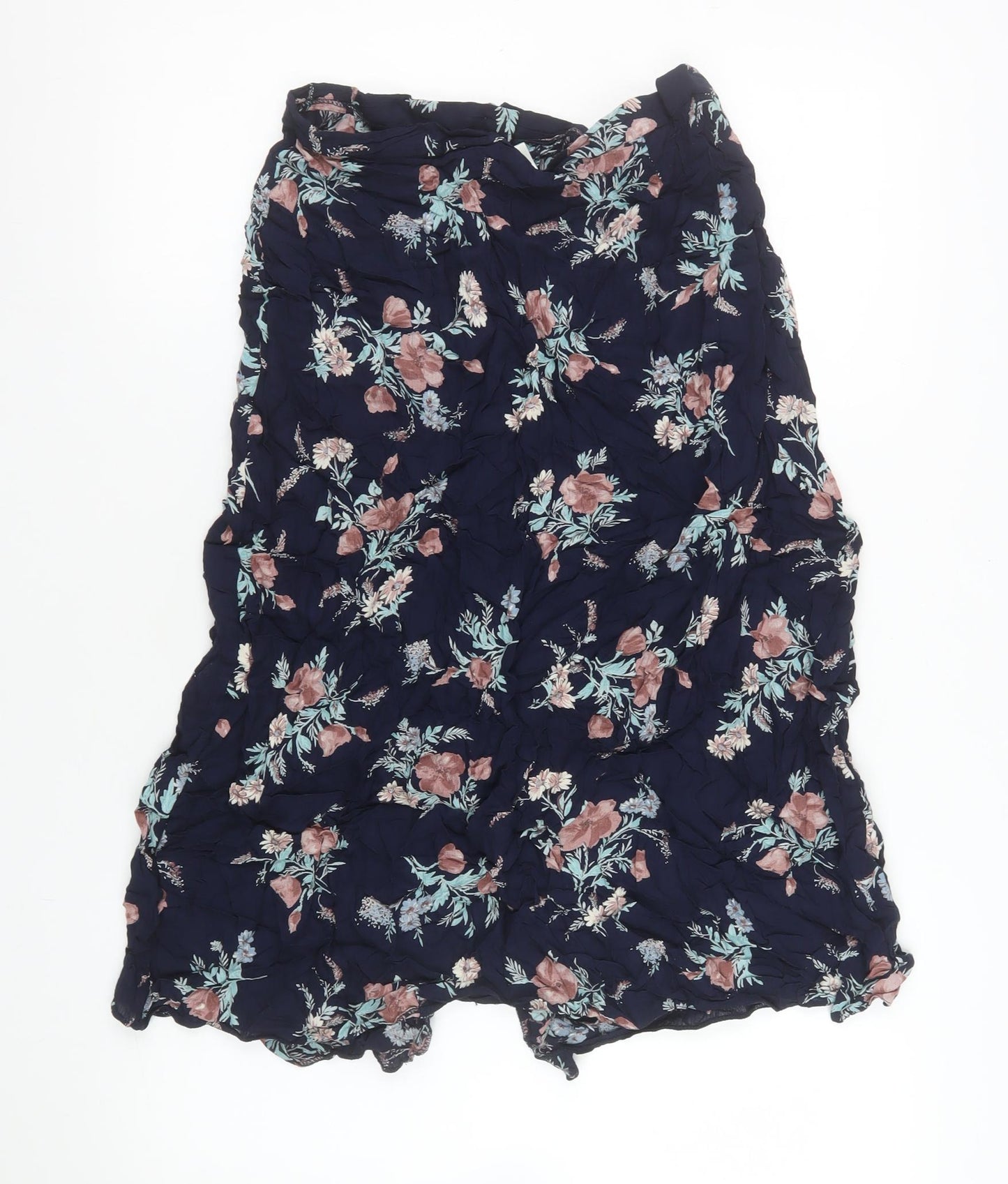 Etam Womens Blue Floral Button A-Line Knee Length Skirt Size 16