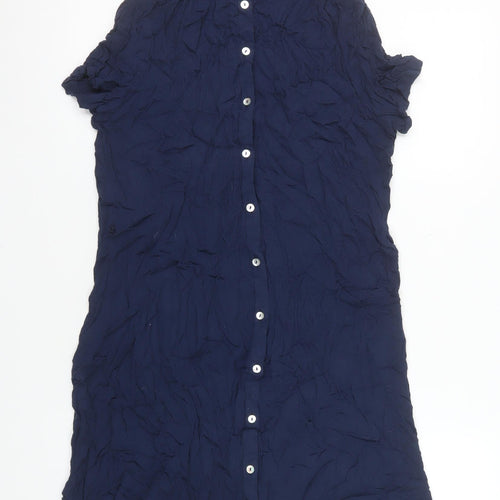 Fat Face Women Blue Size 12 Shirt Dress Collared Casual Viscose