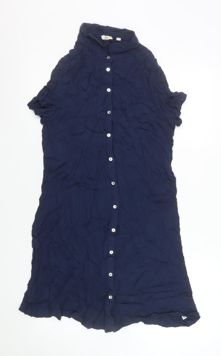 Fat Face Women Blue Size 12 Shirt Dress Collared Casual Viscose