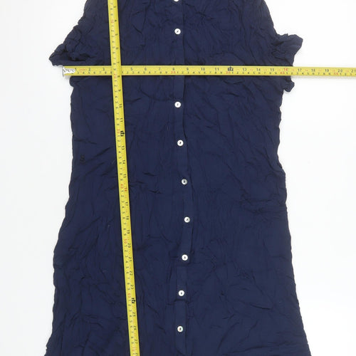 Fat Face Women Blue Size 12 Shirt Dress Collared Casual Viscose