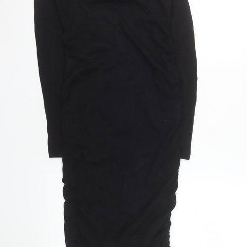 H&M Mama Women’s Black Bodycon Midi Maternity Dress Size 8