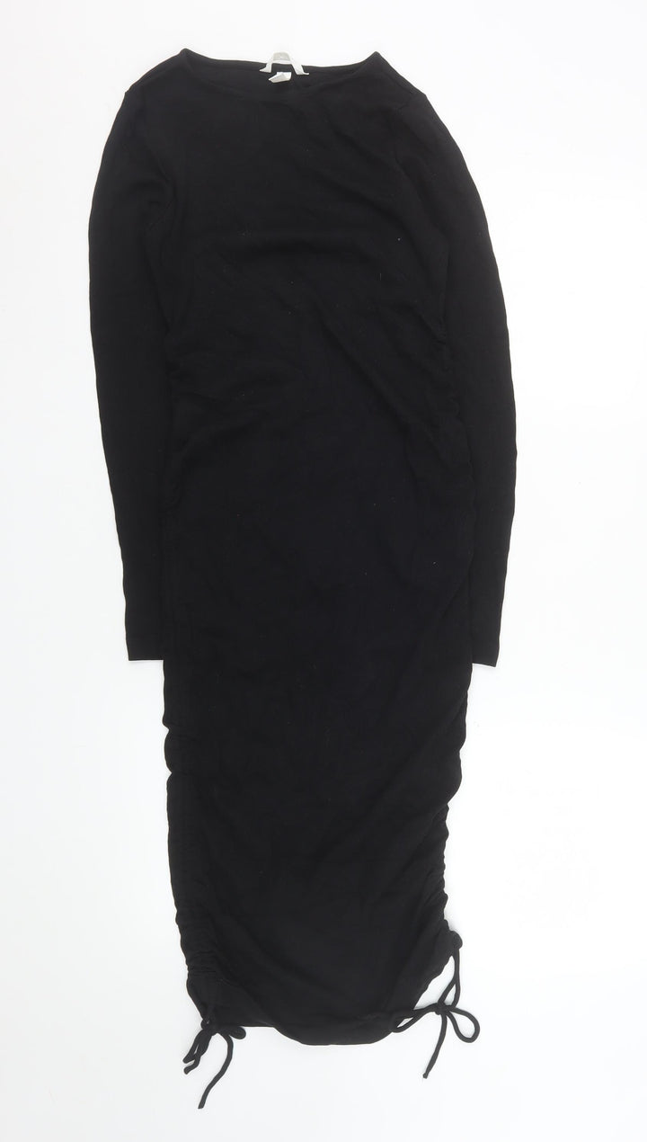 H&M Mama Women’s Black Bodycon Midi Maternity Dress Size 8
