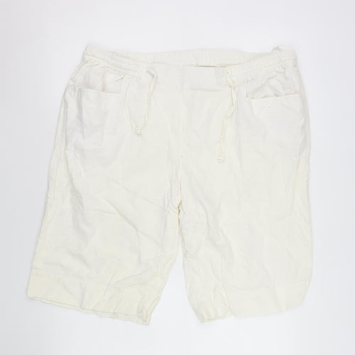 bpc bonprix collection Men's Ivory Linen Blend Drawstring Shorts Size 22