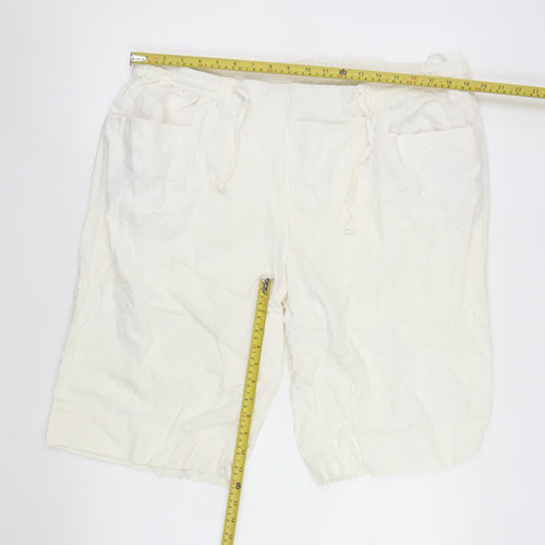 bpc bonprix collection Men's Ivory Linen Blend Drawstring Shorts Size 22