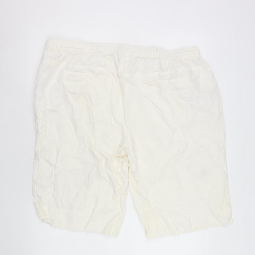 bpc bonprix collection Men's Ivory Linen Blend Drawstring Shorts Size 22