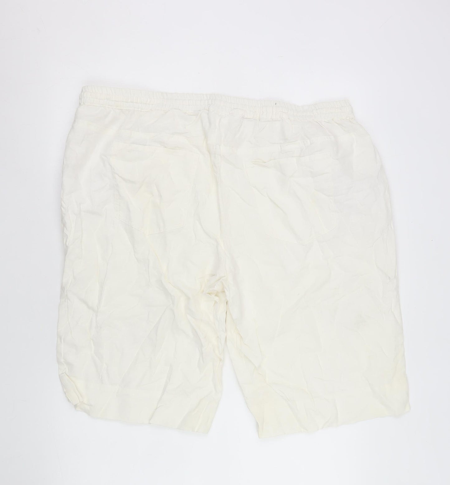 bpc bonprix collection Men's Ivory Linen Blend Drawstring Shorts Size 22