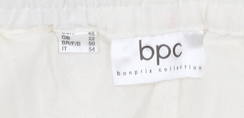 bpc bonprix collection Men's Ivory Linen Blend Drawstring Shorts Size 22