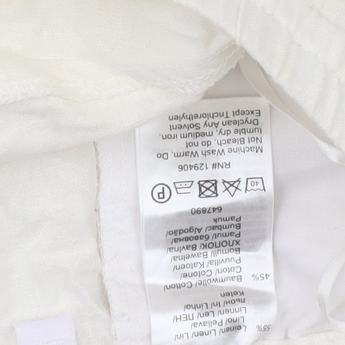 bpc bonprix collection Men's Ivory Linen Blend Drawstring Shorts Size 22