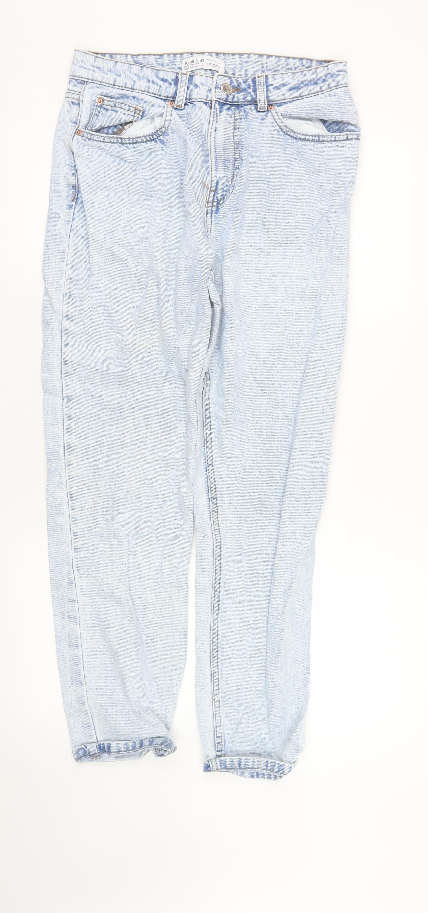 Primark Women Blue Size 10 Mom High-Waist Acid Wash Jeans