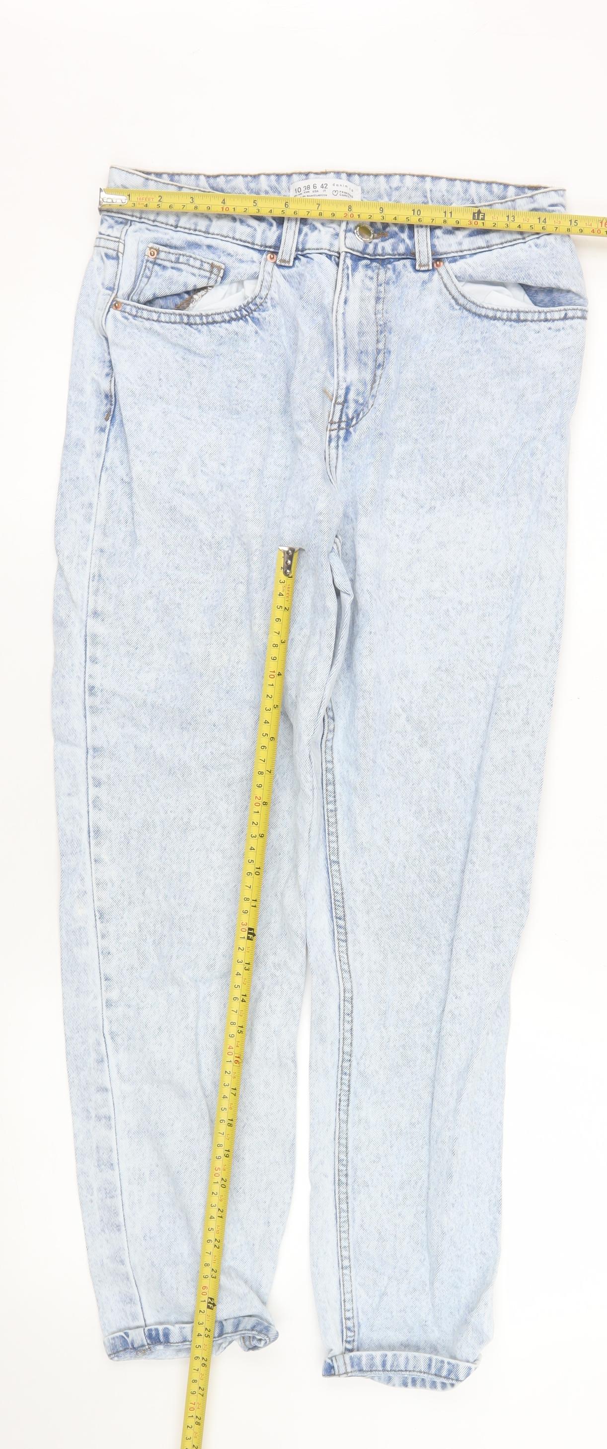 Primark Women Blue Size 10 Mom High-Waist Acid Wash Jeans